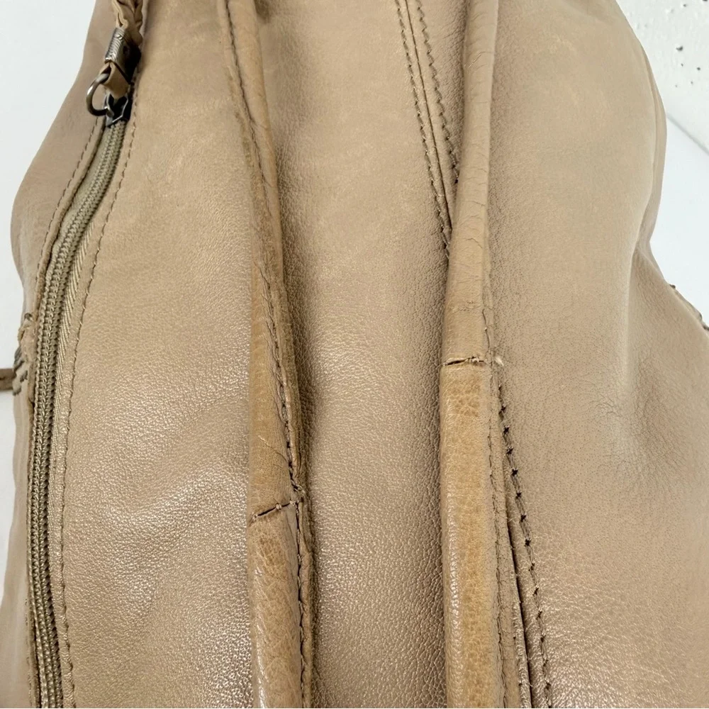 The SAK Taupe Leather Drawstring Backpack